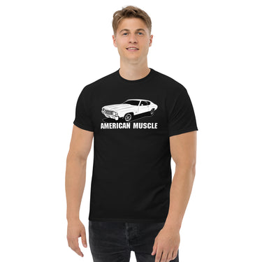 man modeling a 1971 Chevelle T-Shirt in black
